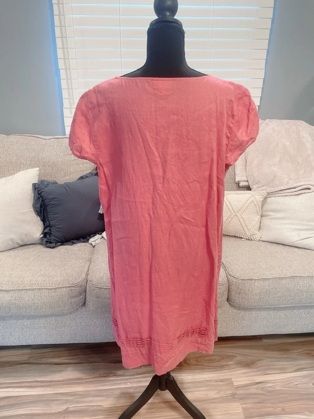 J Jill Pink Linen Midi Dress Size Large